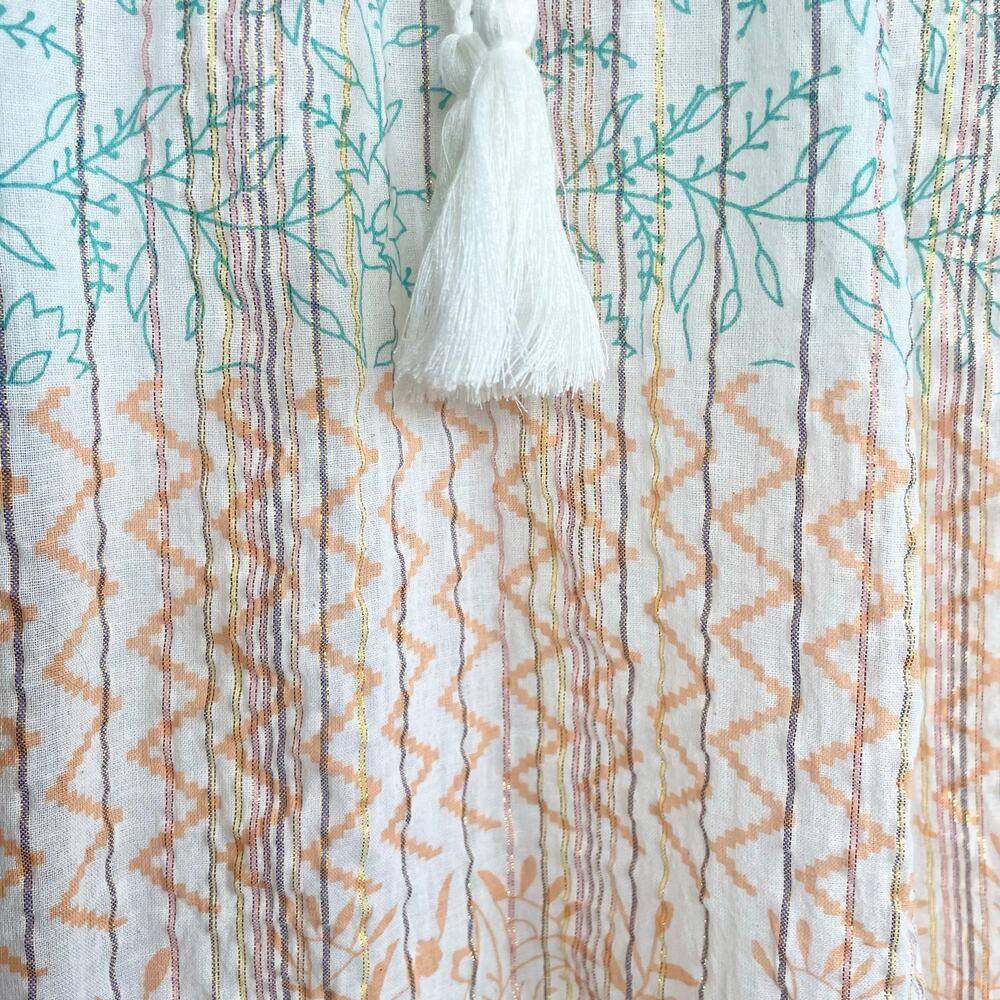 World Market Kaftan Maxi Dress Cream Multicolor Tribal Floral Pattern Size S/M - Picture 11 of 15